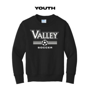 Valley Boys Soccer Youth Fleece Crewneck Sweatshirt-Black