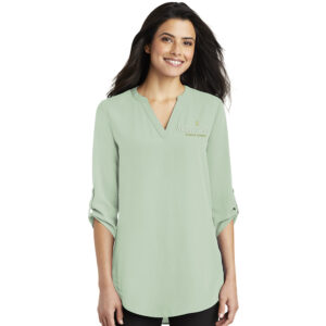 Milestone Port Authority Ladies 3/4 Sleeve Tunic Blouse-Misty Sage