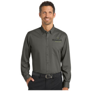 Milestone Port Authority SuperPro twill button down long sleeve shirt-Sterling Grey