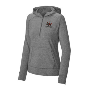 SH Softball Sport-Tek Ladies Sport-Wick Stretch 1/2-Zip Hoodie-Charcoal Grey heather