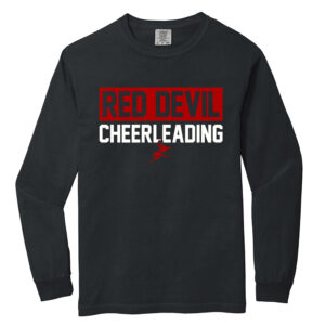 Allen Red Devils Cheer Unisex Comfort Colors Heavyweight Ring Spun Long Sleeve Tee-Black