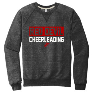 Allen Red Devils Cheer Unisex Jerzees Snow Heather French Terry Raglan Crew-Black Ink