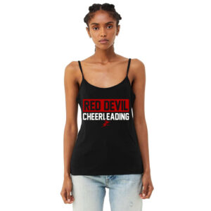 Allen Red Devils Cheer Bella and Canvas Ladies’ Micro Rib Spaghetti Strap Tank-Black