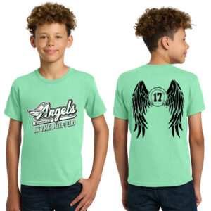 Angels Outfield Youth Cotton Short Sleeve Tee-Mint Green