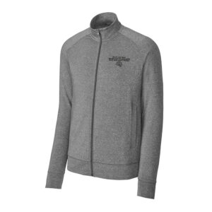 Brain Cancer Awareness Sport-Tek Men Sport-Wick Stretch Full-Zip Cadet Jacket-Charcoal Heather Grey