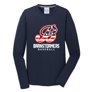 Barnstormer BB Port and Company Men Long Sleeve Essential Blended Performance Tee-Deep navy