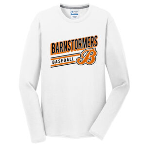 Barnstormer BB Port and Company Men Long Sleeve Performance Blend Tee-White