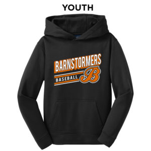 Barnstormer BB Sport-Tek youth Sport Wick Fleece Hooded Pullover-Black