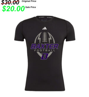 Baxter Football PG PG adidas Men’s Techfit Short Sleeve Tee – BLACK (S, M, XL, XXL, 3X only)