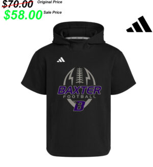 Baxter Football PG Adidas  Dugout NWV Short Sleeve Hoodie- BLACK
