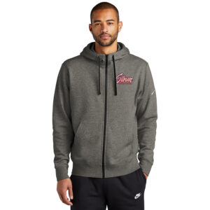 Camanche BKB Nike Club Fleece Sleeve Swoosh Full-Zip Hoodie Men-Charcoal Heather