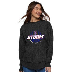 Camanche BKB LAT Women’s Weekend Fleece Crewneck Sweatshirt-Black Leopard