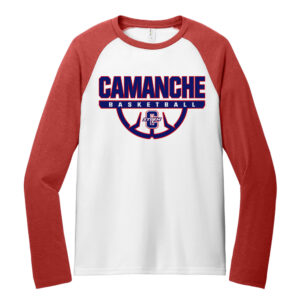Camanche BKB Allmade Unisex Tri-Blend Long Sleeve Colorblock Raglan-Rise Up Red/Bright White
