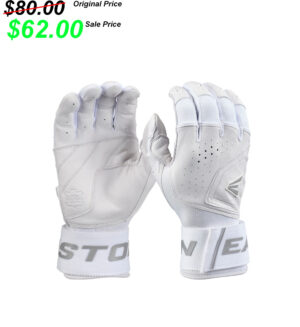 Clinton BB TG Easton MAV PRO Locked In sheepskin Cabretta leather baseball batting gloves – white/white