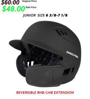 Clinton BB TG Rawlings R16 Matte Finish batting helmet with reversible extention – Junior (63/8-71/8)-Black