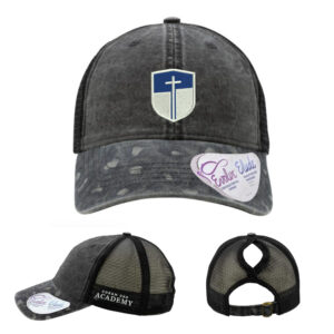 CDA Infinity Her Women’s Printed Visor with Mesh Back Cap-Black/Black/Leopard Embroidery
