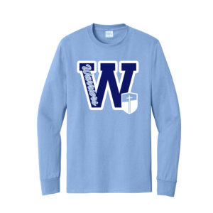 CDA Unisex Cotton Long Sleeve Tee-Light Blue Screen Print