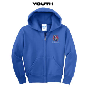 Camanche Baseball Youth Core Fleece Full Zip Hooded Sweatshirt-Royal