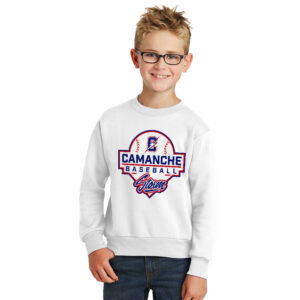 Camanche Baseball Youth Core Fleece Crewneck Sweatshirt-White