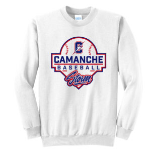 Camanche Baseball Unisex Fleece Crewneck Sweatshirt-White