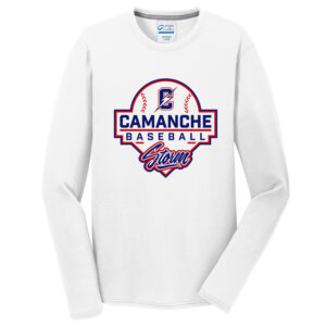 Camanche Baseball Men Long Sleeve Essential Blended Performance Tee-White