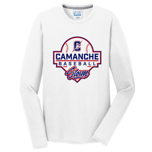 Camanche Baseball Men Long Sleeve Essential Blended Performance Tee-White