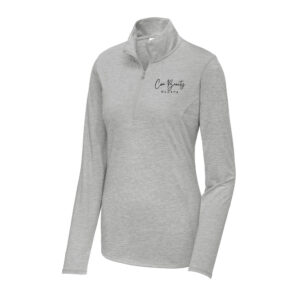 Core Beauty Sport-Tek Ladies PosiCharge Tri-Blend Wicking 1/4 Zip Pullover-Light Grey heather