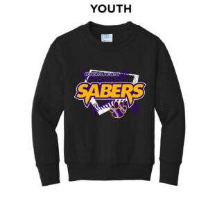 CD Baseball Youth Fleece Crewneck Sweatshirt-Black
