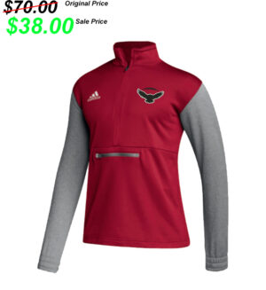 DW Football PG Adidas Team Issue color block 1/4 zip pullover -Power Red/Grey