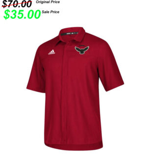 DW Football PG Adidas Team Iconic full button polo shirt   – Power Red limited Edition (M, XL, 2X)