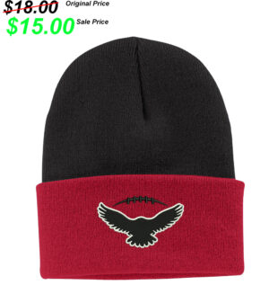 DW Football PG  Knit Cap with cuff-Black/Red