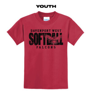 DW Softball Youth Short Sleeve Tee-Red