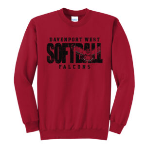 DW Softball Unisex Fleece Crewneck Sweatshirt-Red