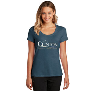 Grow Clinton District Women’s Flex Scoop Neck Tee-Heathered Neptune Blue