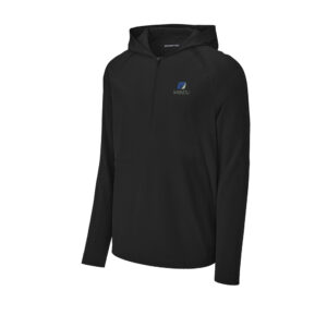 IHMVCU Sport-Tek Men Repeat 1/2-Zip Long Sleeve Hooded Jacket-Black