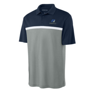 IHMVCU Sport-Tek Men UV Micropique Colorblock Polo-True Navy/Grey/White