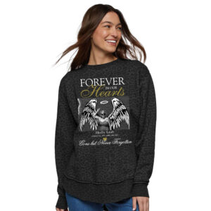 Legends Shelly LAT Women’s Weekend Fleece Crewneck Sweatshirt-Black Leopard