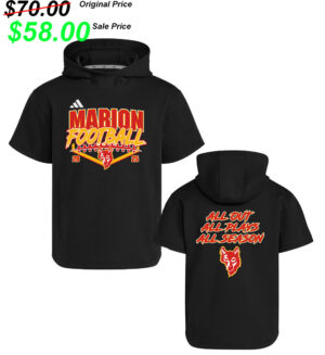 Marion Football PG Adidas  Dugout NWV Short Sleeve Hoodie- BLACK
