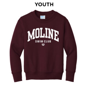 Moline Swim Youth Fleece Crewneck Sweatshirt-Maroon