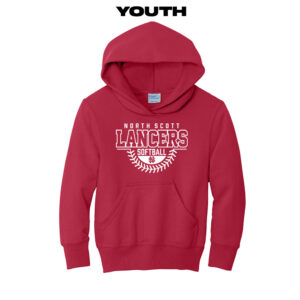 NS Softball Youth Fleece Hooded Sweatshirt-Red