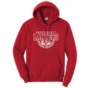 NS Softball Unisex Fleece Hooded Sweatshirt-Red