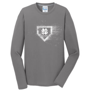 NS Softball Men Performance Blend Long Sleeve Tee-Medium Grey