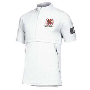 NS Softball Adidas Game Mode Short Sleeve Sleeve 1/4 zip pullover – White (S , XL, 2X)