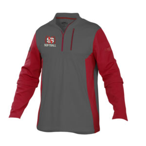 NS Softball Rawlings 1/4 Zip Fleece pullover jacket-Grey/Scarlet (S, M,L only)