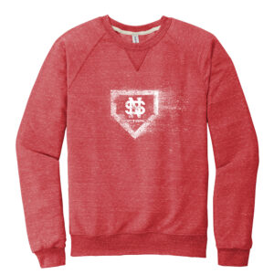 NS Softball Unisex Jerzees Snow Heather French Terry Raglan Crew-Red