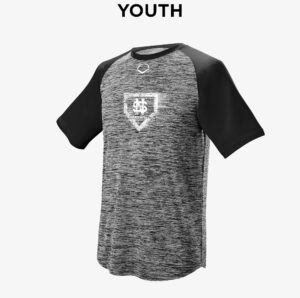 NS Softball Evoshield YOUTH E304 performance color block short sleeve performance shirt-Black