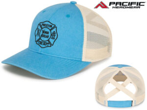 Preston Fire Women Auxiliary Pacific Ladies Ponytail Cap-Light Blue/Beige