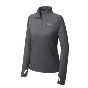 PV Baseball Sport-Tek Ladies Sport-Wick Stretch 1/2-Zip Pullover-Charcoal Grey Heather