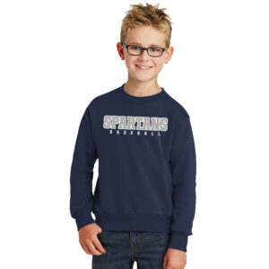 PV Baseball Youth Fleece Crewneck Sweatshirt-Navy