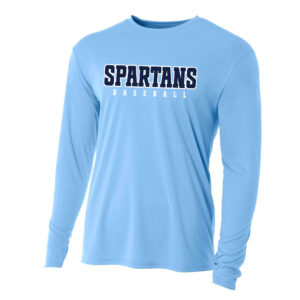 PV Baseball Adult Cooling Performance long sleeve Crew Tee-Light Blue